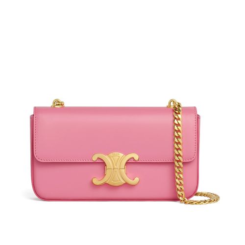 Celine Chain Shoulder Bag Triomphe In Shiny Calfskin 