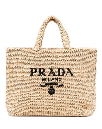 Prada Raffia Tote Bag Apricot