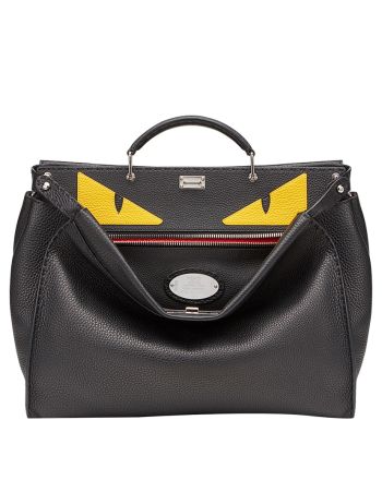 Fendi Peekaboo In Black Roman Leather 7VA388 Black